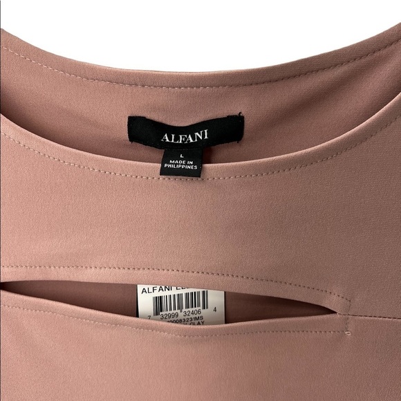 NWT Alfani Cutout 3/4 Sleeve Mocha Large Blouse - Picture 6 of 7